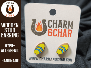 Surfboard Wood Stud Earrings - Summer Fashion Earring - Stud Earring - Charm and Char